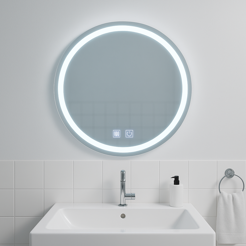 Specchio rotondo a LED, 60 cm, luce touch, sistema antiappannante, specchi dimmerabili Korman E Titolo predefinito Alessandro Design