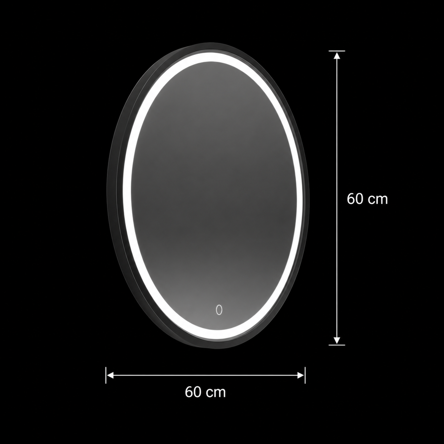 Specchio LED rotondo, 60 cm, Nerina Basic Touch