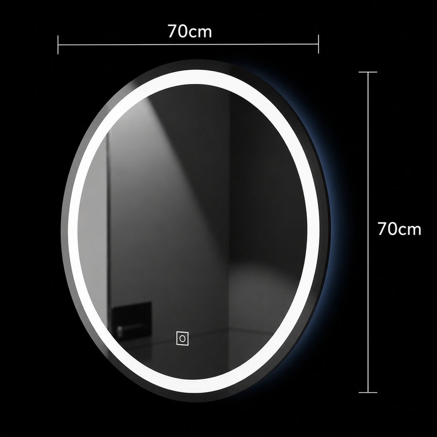 Specchio rotondo a LED, 70 cm, Basic Touch