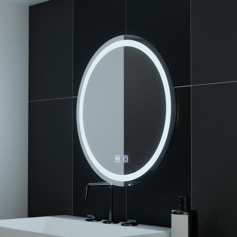 Specchio rotondo a LED, 70 cm, luce touch, sistema antiappannamento, specchi dimmerabili Korman E Titolo predefinito Alessandro Design