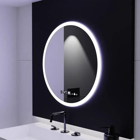 Specchio rotondo a LED 60 cm Giulia Sensore MotionGlow Marcello Sistema antiappannante Orologio e termometro Dimabila Specchi Marcello Titolo predefinito Alessandro Design