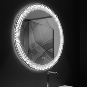 Nexos Specchio LED Rotondo, 60cm, 24W, Luce Calda/Fredda/Neutra, Sensore, Sistema Antiappannante, Orologio, Dimmerabile