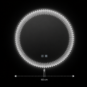Nexos Specchio LED Rotondo, 60cm, 24W, Luce Calda/Fredda/Neutra, Sensore, Sistema Antiappannante, Orologio, Dimmerabile