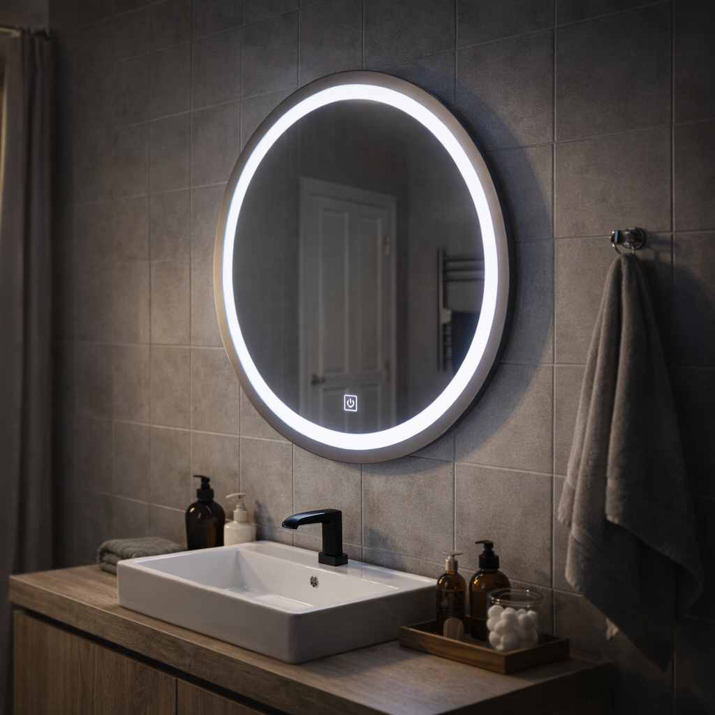 LED Touch Gallio Specchio, Diametro 60cm, Luce Fredda 6000K, Vetro Semplice Specchio LED Titolo predefinito Alessandro Design