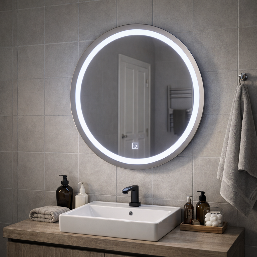 LED Touch Gallio Specchio, Diametro 60cm, Luce Fredda 6000K, Vetro Semplice Specchio LED Titolo predefinito Alessandro Design