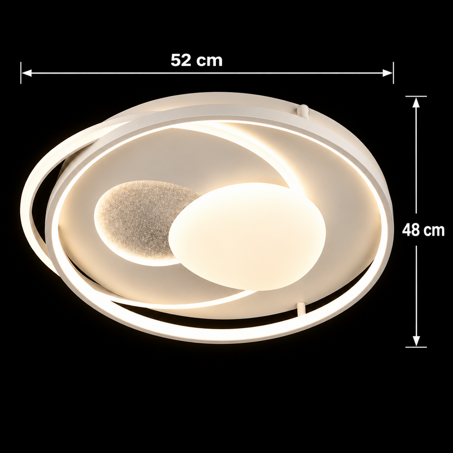 Lustra LED cu telecomanda ASTERA, Forma Ovala, 85W, lumina Rece/Calda/Neutra, Dimabila, Alb