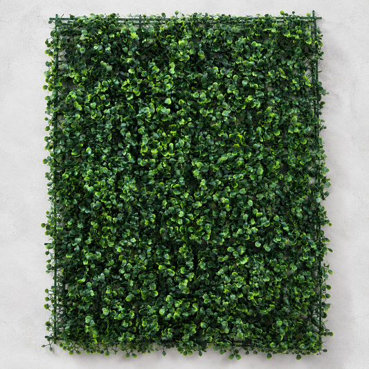 Pannello per siepe di piante artificiali con foglie rotonde, 40 x 60 cm, verde