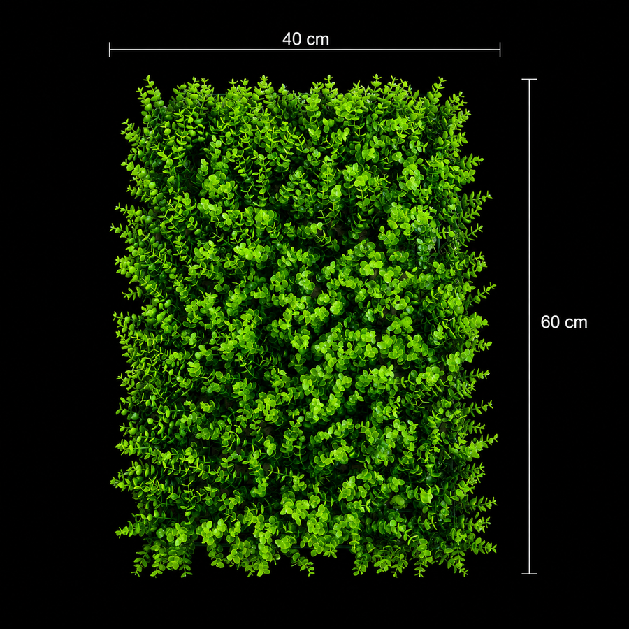 Pannello di recinzione vivente con pianta artificiale di eucalipto, 40 x 60 cm, verde