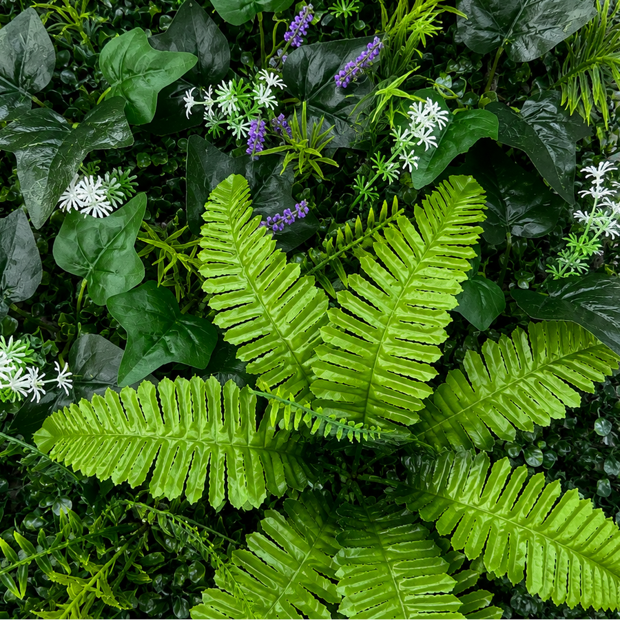 Pannello da siepe artificiale con foglie di lavanda e foglie miste, 40 x 60 cm, verde