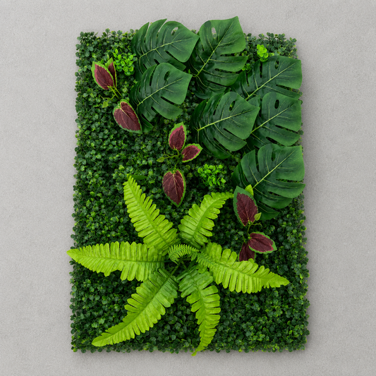Pannello di recinzione per piante artificiali viventi Mix Monstera, 40 x 60 cm, verde