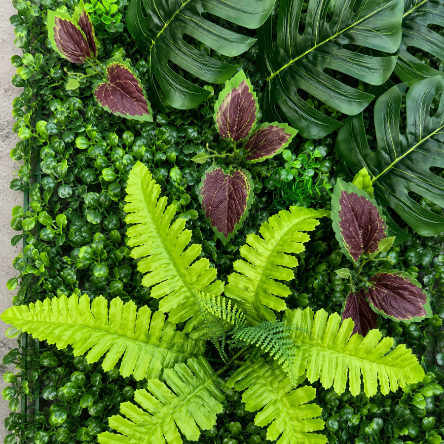 Pannello di recinzione per piante artificiali viventi Mix Monstera, 40 x 60 cm, verde