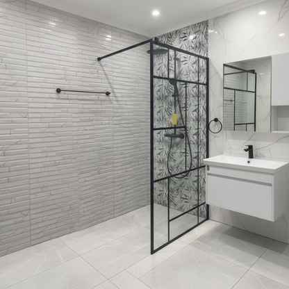 Parete doccia walk-in MANITOBA, 100x195 cm, metallo, nero
