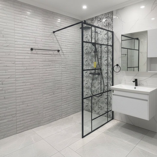 Parete doccia walk-in MANITOBA, 80x195 cm, metallo, nero