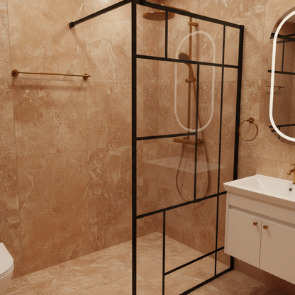 Parete doccia walk-in MANITOBA, 80x195 cm, metallo, nero
