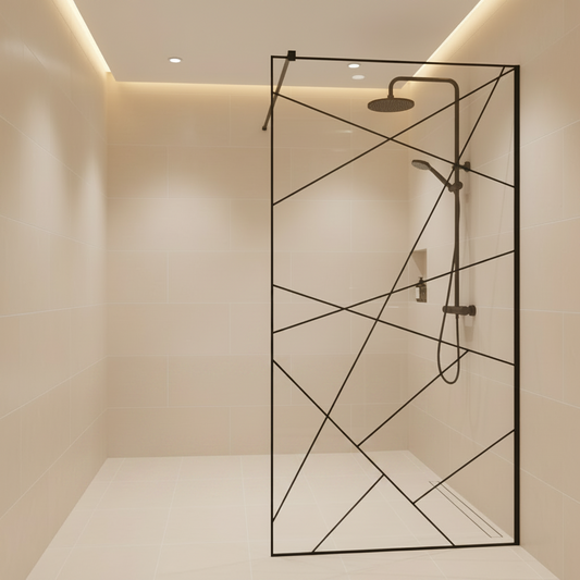 SASKATCHEWAN Parete doccia walk-in, 100x195 cm, metallo, nero