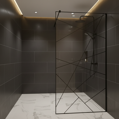 SASKATCHEWAN Parete doccia walk-in, 100x195 cm, metallo, nero