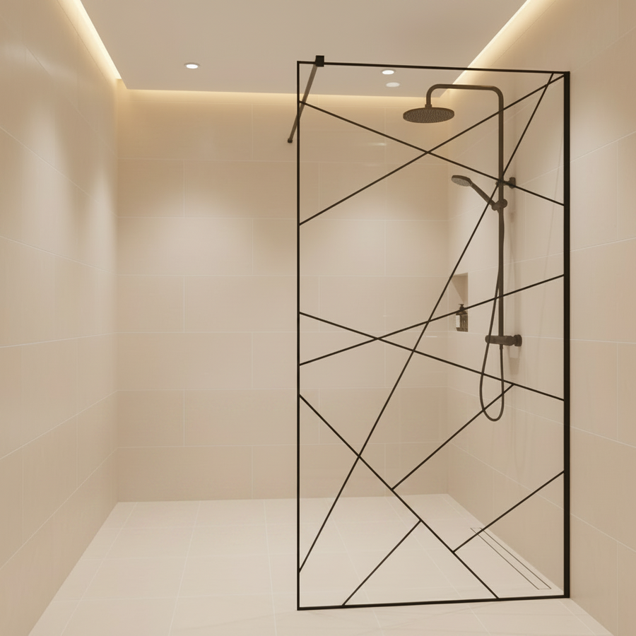 SASKATCHEWAN Parete doccia walk-in, 70x195 cm, metallo, nero