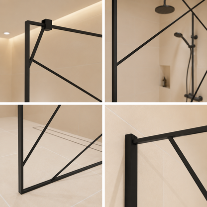 SASKATCHEWAN Parete doccia walk-in, 80x195 cm, metallo, nero