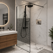SASKATON Parete doccia walk-in, 80x195 cm, metallo, nero