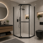 Parete doccia walk-in 90x90x190 cm, vetro di sicurezza da 6 mm, profilo metallico resistente, Nero