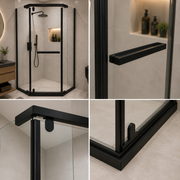 Parete doccia walk-in 90x90x190 cm, vetro di sicurezza da 6 mm, profilo metallico resistente, Nero