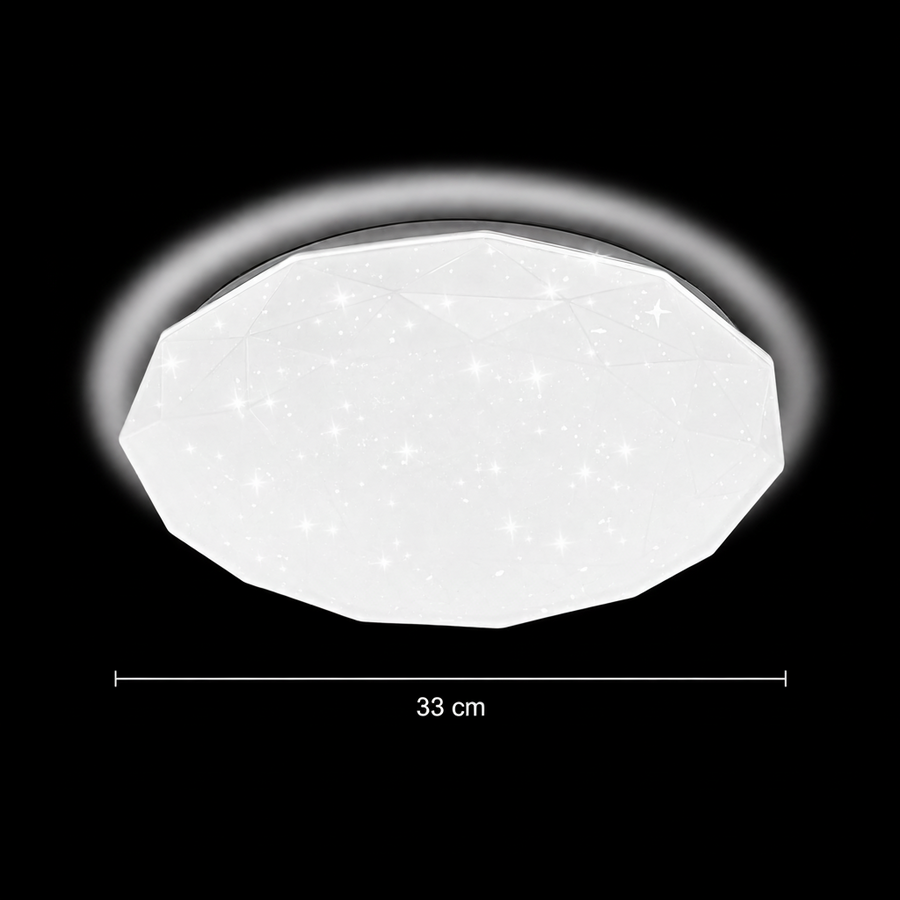 Plafoniera LED esagonale 33 cm, 27W, 3000K / 4000K / 6000K, Bianco, Metallo e Acrilico
