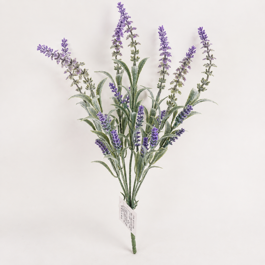 Planta Artificiala, Floare Decorativa de Lavanda, 7 Ramuri, 45 cm, Mov si Verde, Set de 2 Bucati