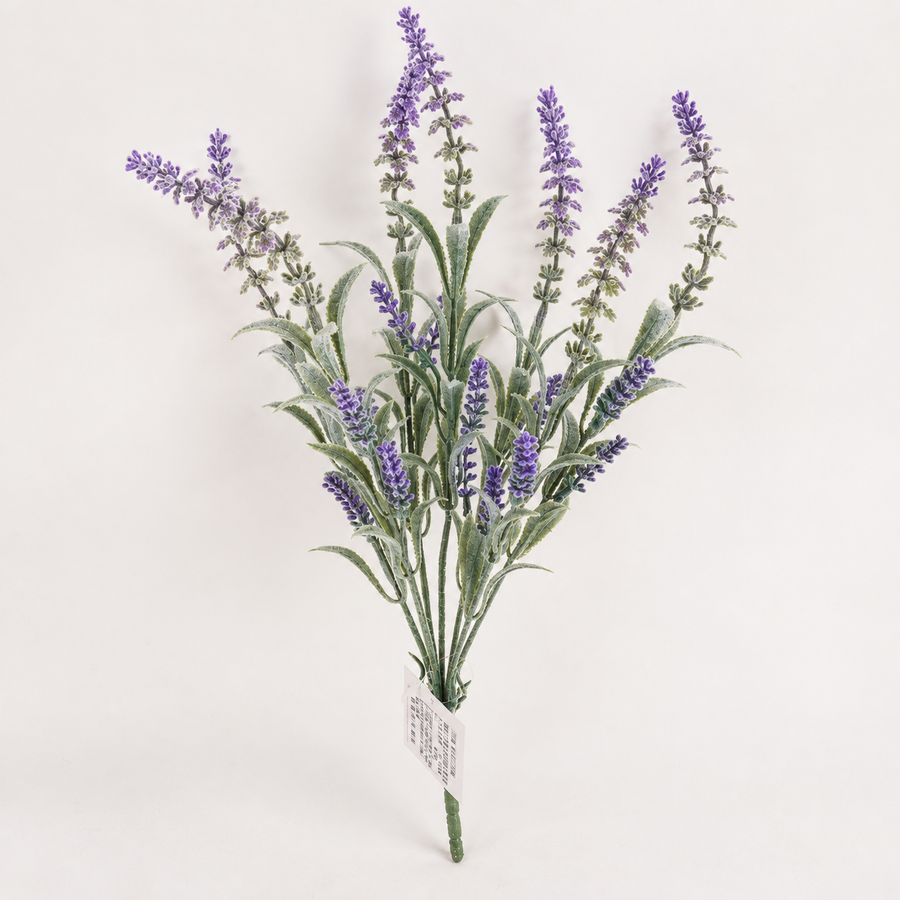 Pianta artificiale, fiore di lavanda decorativo, 7 rami, 45 cm, viola e verde, set da 2 pezzi