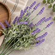 Pianta artificiale, fiore di lavanda decorativo, 7 rami, 45 cm, viola e verde, set da 2 pezzi