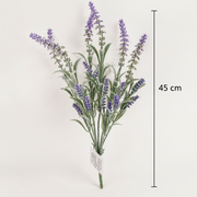 Pianta artificiale, fiore di lavanda decorativo, 7 rami, 45 cm, viola e verde, set da 2 pezzi