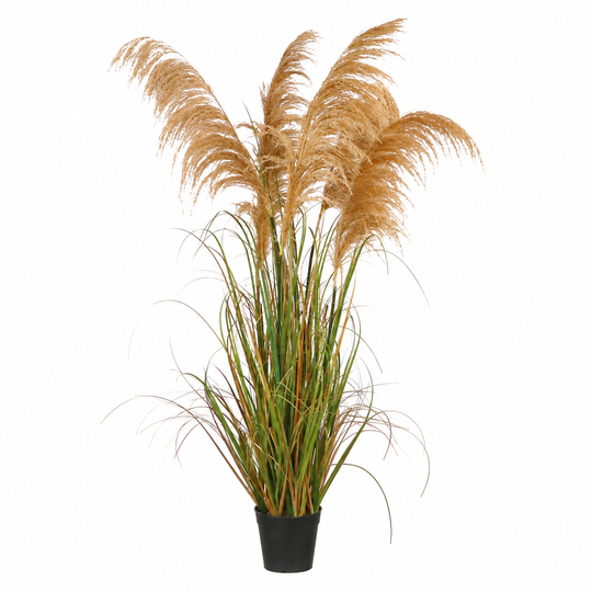Pianta Artificiale Erba Ornamentale, 145 cm, con 5 Fili, Canna ed Erba, Verde Scuro, Senza Vaso