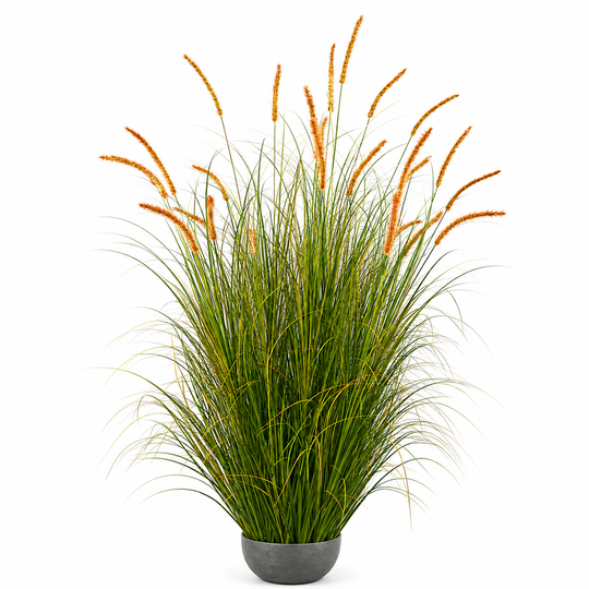 Pianta ornamentale di erba tifa artificiale, 150 cm, 26 steli, erba curva e spezie, verde scuro, senza vaso