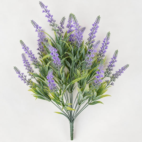 Pianta artificiale, fiore di lavanda decorativo, 18 rami, 54 cm, viola e verde, set da 2