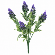 Pianta artificiale, fiore di lavanda decorativo, 5 rami, 33 cm, viola e verde, set da 2