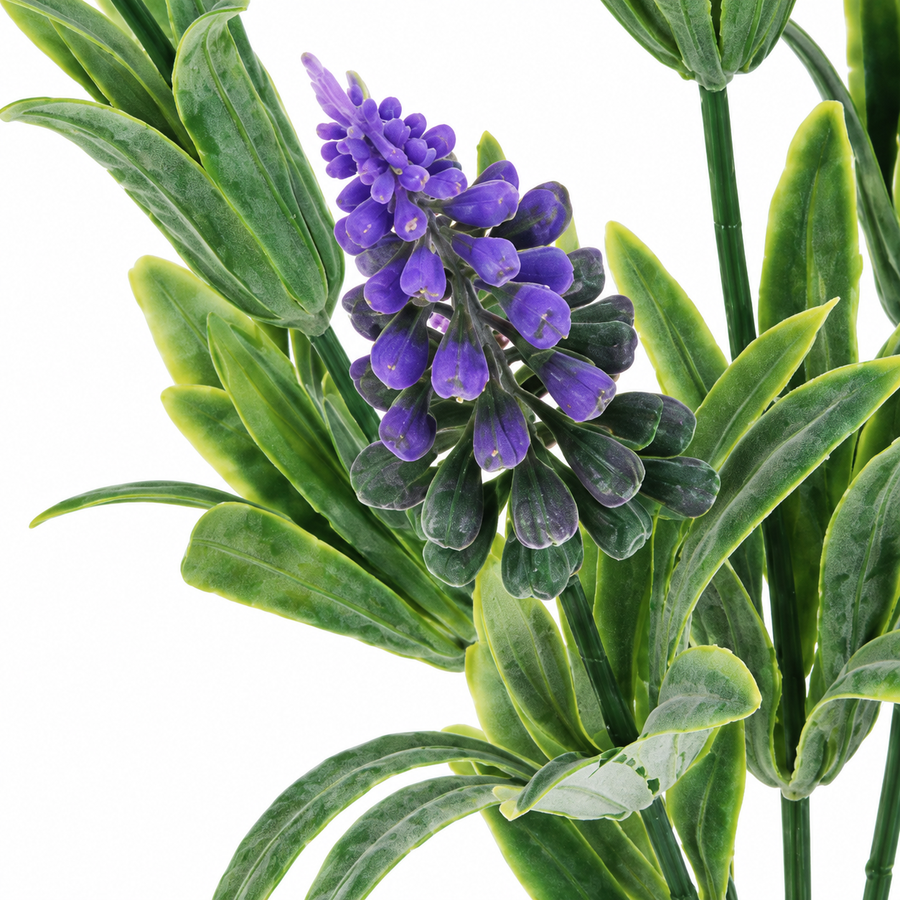 Pianta artificiale, fiore di lavanda decorativo, 5 rami, 33 cm, viola e verde, set da 2