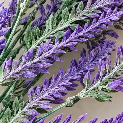 Pianta artificiale, fiore di lavanda decorativo, 5 rami, 38 cm, viola e verde, set da 2