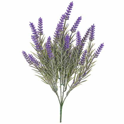 Planta Artificiala, Floare Decorativa de Lavanda, 5 Ramuri, 40 cm, Mov si Verde, Set de 2 Bucati