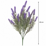 Planta Artificiala, Floare Decorativa de Lavanda, 5 Ramuri, 40 cm, Mov si Verde, Set de 2 Bucati