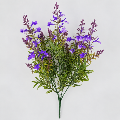Pianta artificiale, fiore di lavanda decorativo, 5 rami, 41 cm, viola verde e bianco, set da 2