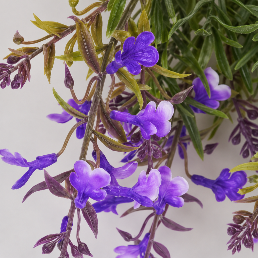Pianta artificiale, fiore di lavanda decorativo, 5 rami, 41 cm, viola verde e bianco, set da 2