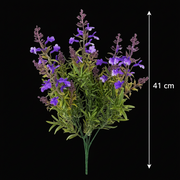 Pianta artificiale, fiore di lavanda decorativo, 5 rami, 41 cm, viola verde e bianco, set da 2