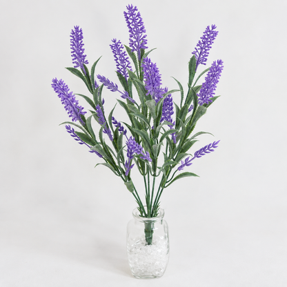 Planta Artificiala, Floare Decorativa de Lavanda, 7 Ramuri, 42 cm, Mov si Verde, Set de 2 Bucati