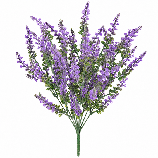 Pianta artificiale, fiore di lavanda decorativo, 9 rami, 44 cm, viola e verde, set da 2 pezzi