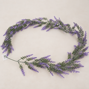 Planta Artificiala Ghirlanda Decorativa de Lavanda, Aspect Bogat, 185cm, 122 Ramificatii, Verde si Mov, Set de 2 Bucati