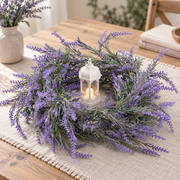 Planta Artificiala Ghirlanda Decorativa de Lavanda, Aspect Bogat, 185cm, 122 Ramificatii, Verde si Mov, Set de 2 Bucati