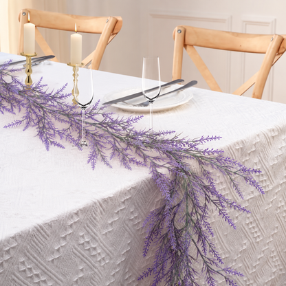 Planta Artificiala Ghirlanda Decorativa de Lavanda, Aspect Delicat, 185cm, 122 Ramificatii, Verde si Mov, Set de 2 Bucati