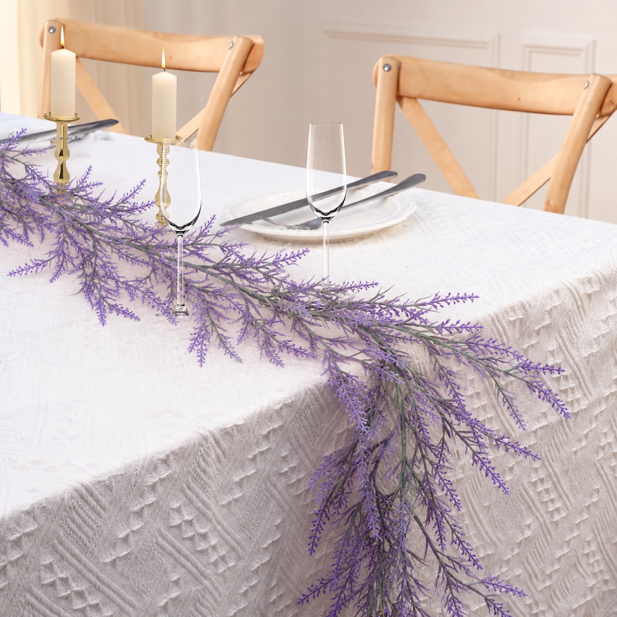 Planta Artificiala Ghirlanda Decorativa de Lavanda, Aspect Delicat, 185cm, 122 Ramificatii, Verde si Mov, Set de 2 Bucati