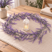 Planta Artificiala Ghirlanda Decorativa de Lavanda, Aspect Delicat, 185cm, 122 Ramificatii, Verde si Mov, Set de 2 Bucati