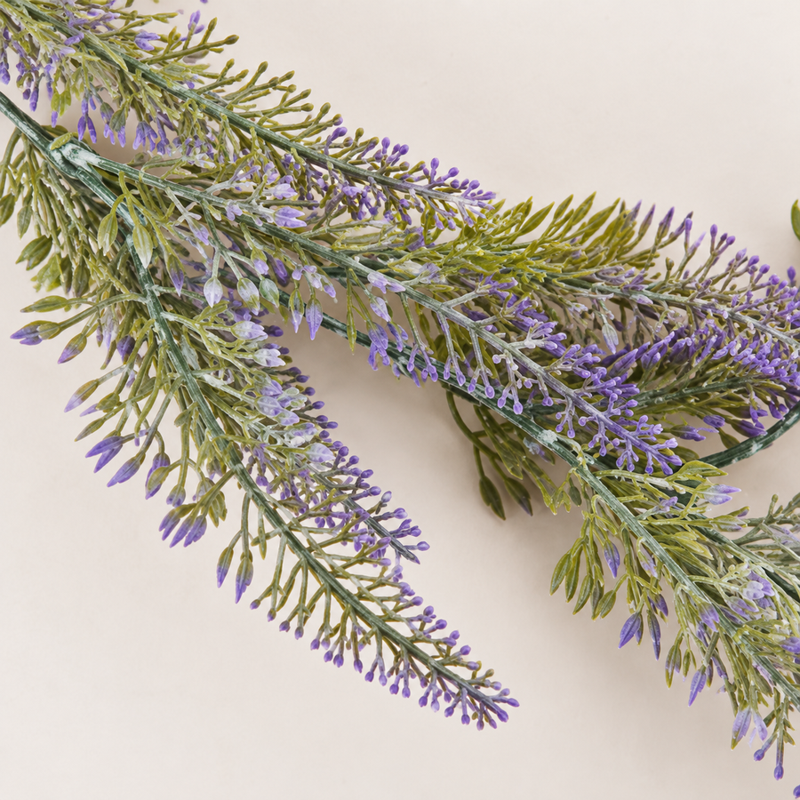Ghirlanda decorativa di lavanda con piante artificiali, aspetto voluminoso, 183 cm, 72 rami, verde e viola, set da 2 pezzi