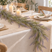 Ghirlanda decorativa di lavanda con piante artificiali, aspetto voluminoso, 183 cm, 72 rami, verde e viola, set da 2 pezzi